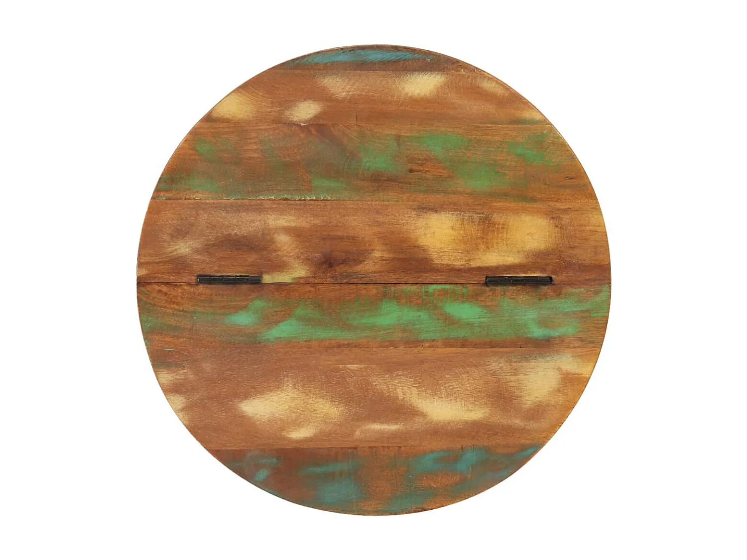 Mesa de centro 50x39,5 cm madeira recuperada maciça preto PT316967