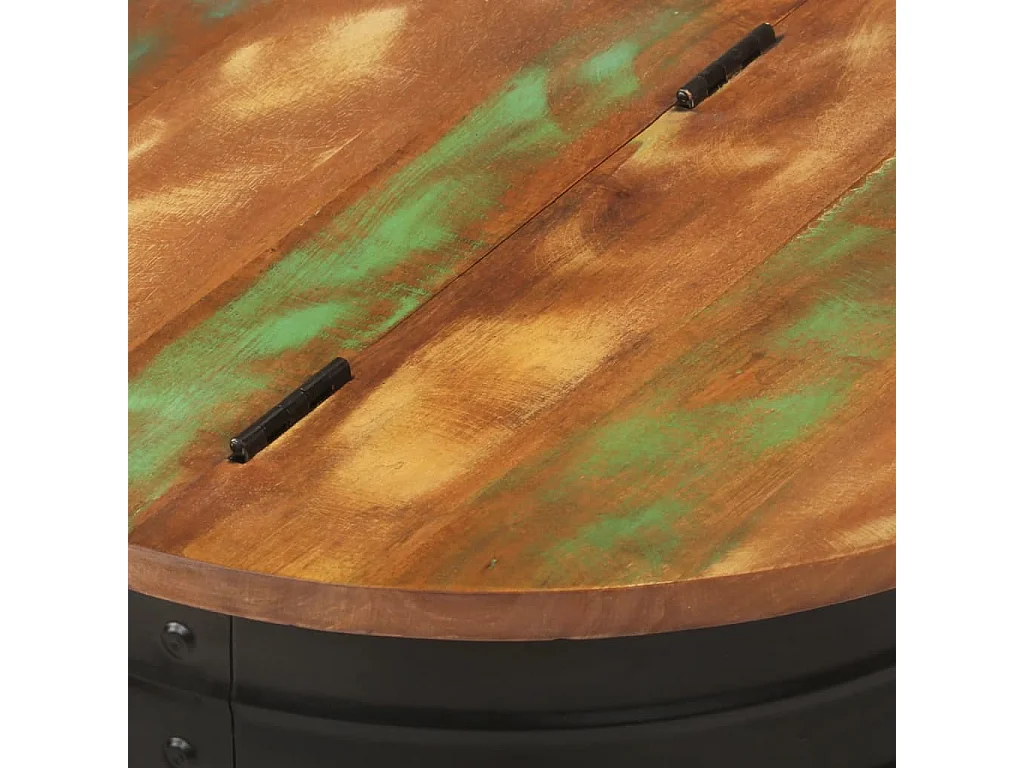 Mesa de centro 50x39,5 cm madeira recuperada maciça preto PT316967