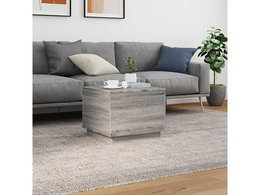 Table basse avec lumières LED sonoma gris 50x50x40 cm FR22744