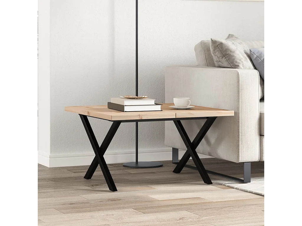 Mesa de centro estrutura em X 60x60x40,5 cm pinho/ferro fundido PT630937