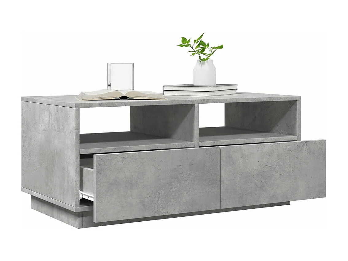 Table basse avec lumières LED gris béton 90x49x40 cm FR38800