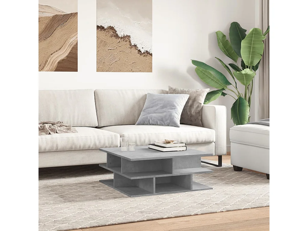 Mesa de centro madera de ingeniería gris hormigón 70x70x29 cm ES618816