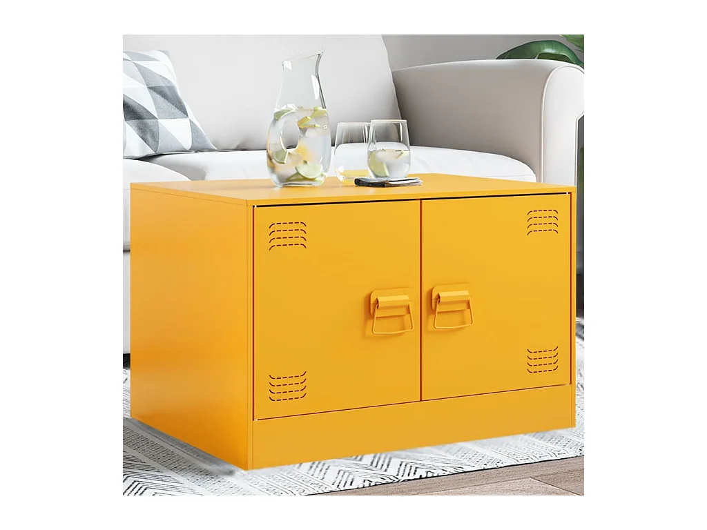 Table basse Jaune moutarde 67x50x44 cm acier FR68719