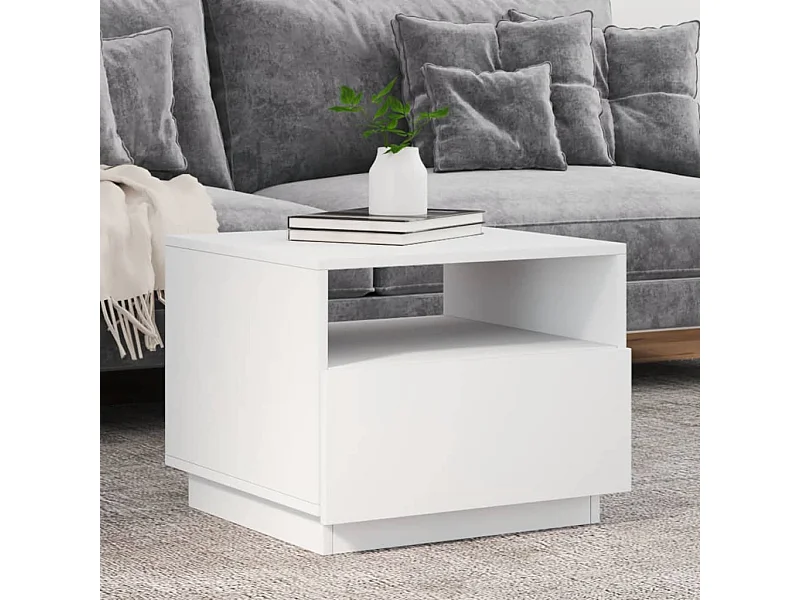 Table basse avec lumières LED blanc 50x49x40 cm FR89914