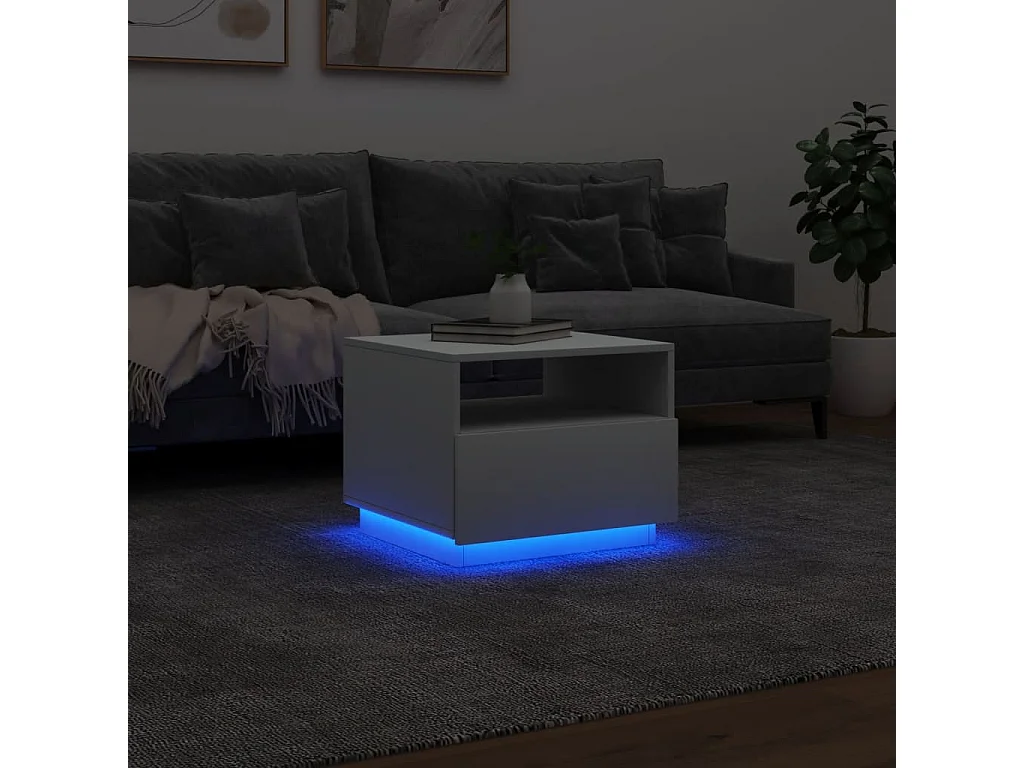Mesa de centro com luzes LED 50x49x40 cm branco PT705864