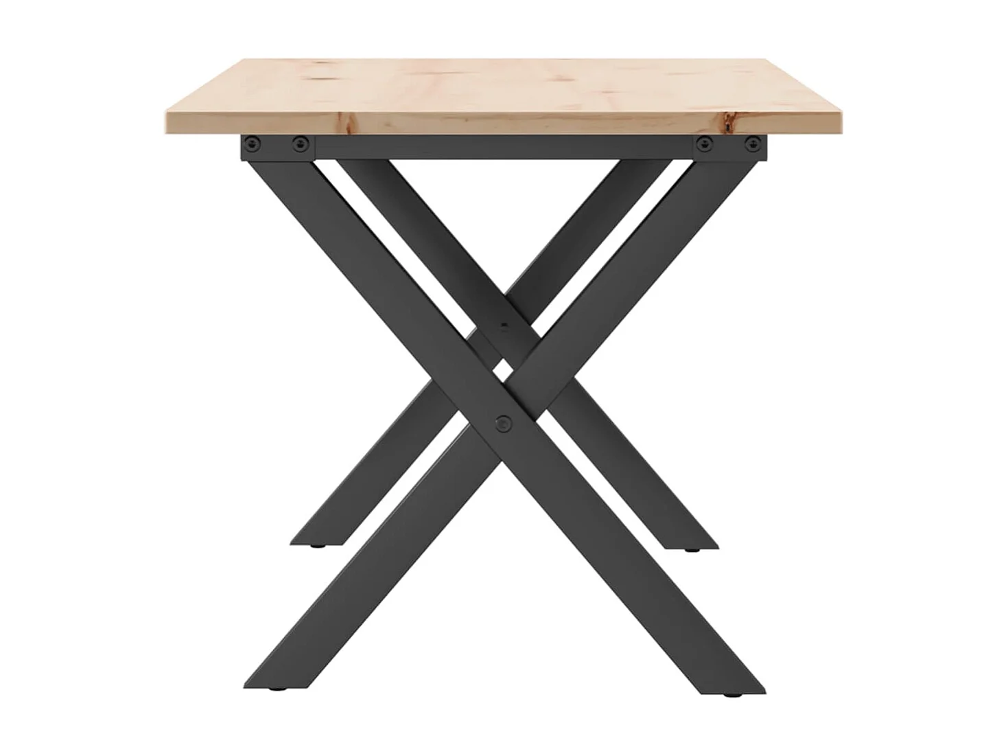 Table basse cadre en X 100x50x45 cm bois de pin massif et fonte FR46754