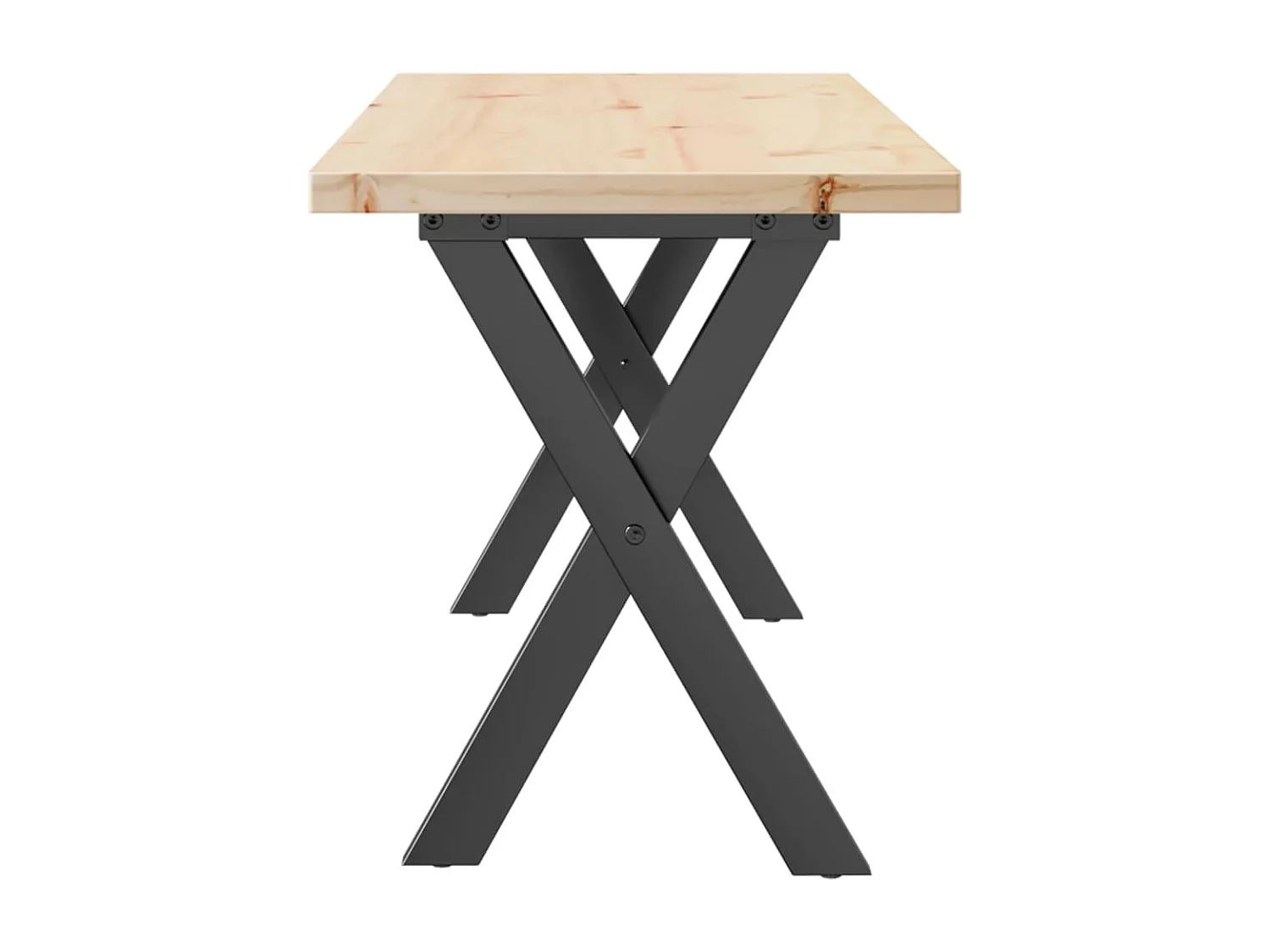 Table basse cadre en X 110x40x45,5 cm bois de pin massif fonte FR49427