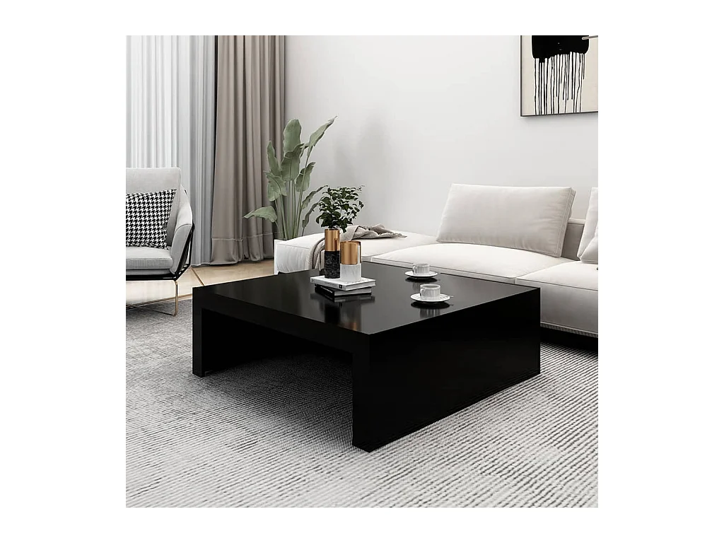 Table basse noir 100x100x35 cm bois d'ingénierie FR68924
