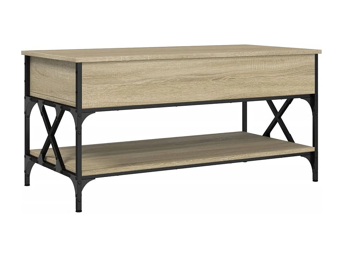 Table basse chêne sonoma 100x50x50cm bois d'ingénierie et métal FR44273