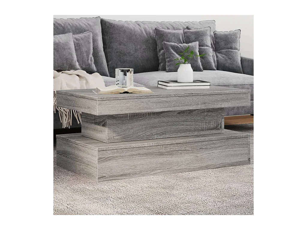 Table basse avec lumières LED gris sonoma 90x50x40 cm FR22310