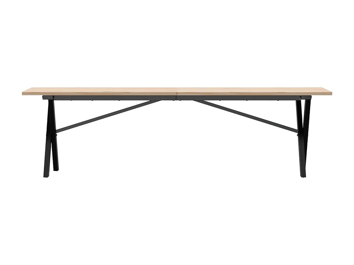 Table basse cadre en X 160x40x45 cm bois de pin massif et fonte FR50953