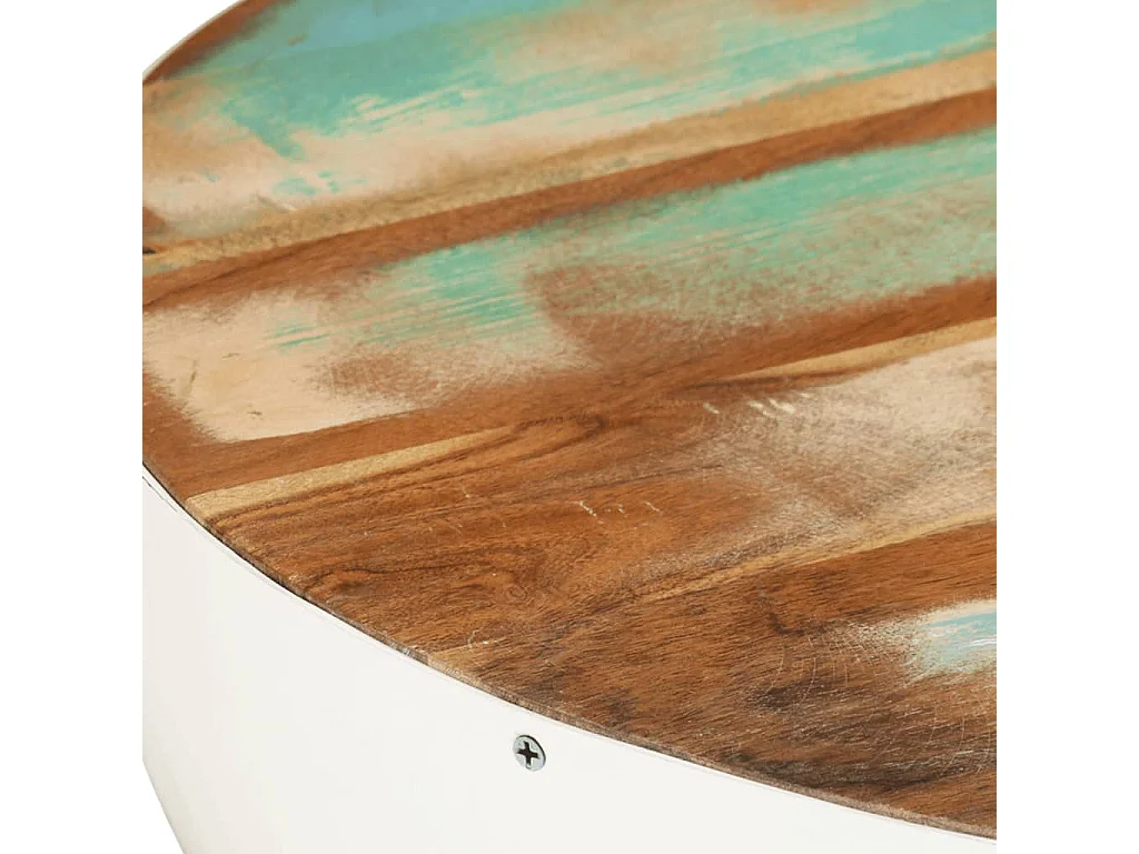 Table basse en forme de bol blanc bois de récupération massif FR44544