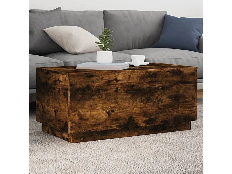 Mesa de centro com luzes LED 90x50x40 cm carvalho fumado PT187059