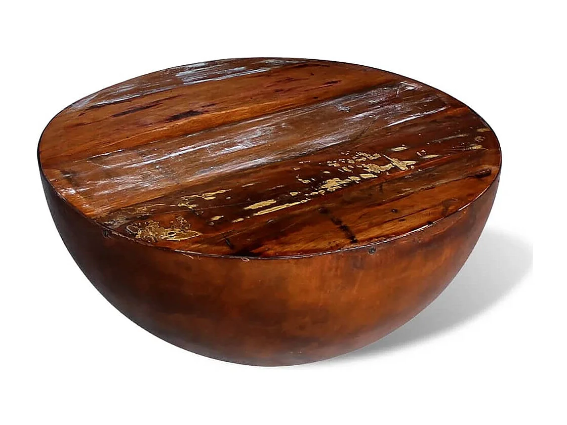 Table basse Forme de bol avec base en acier Bois recyclé FR50302