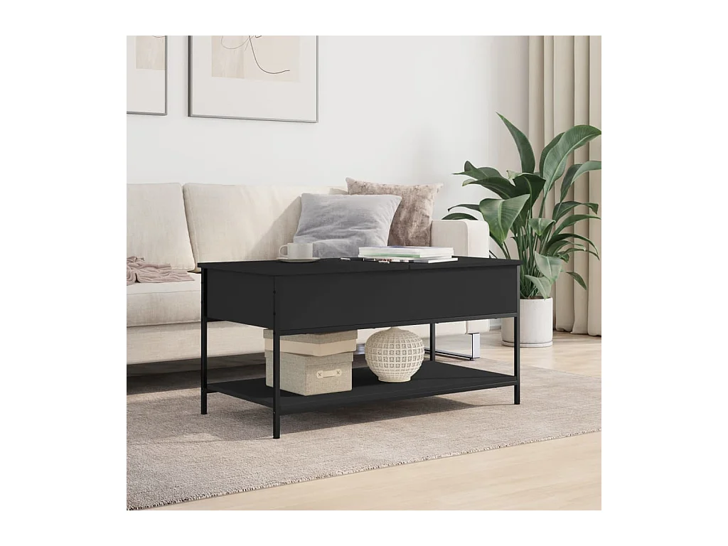 Table basse noir 100x50x50 cm bois d'ingénierie et métal FR59820