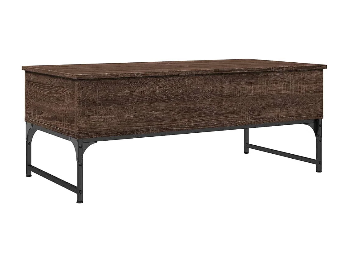 Table basse chêne marron 100x50x40cm bois d'ingénierie et métal FR98898