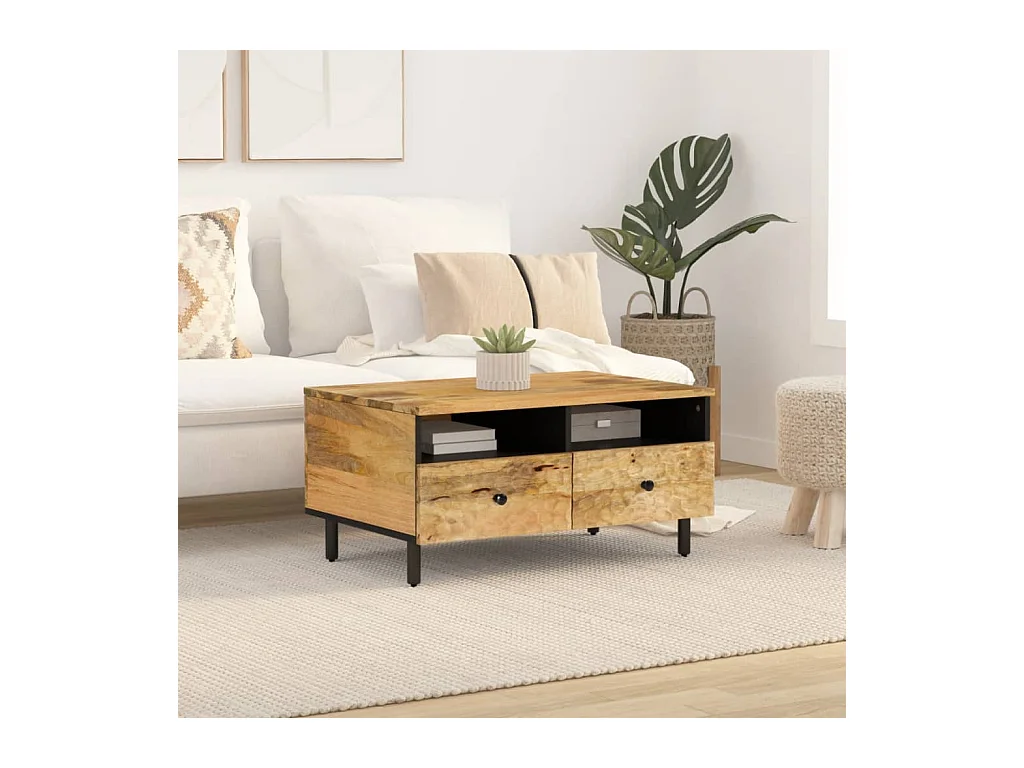 Table basse 80x54x40 cm bois de manguier massif FR70992