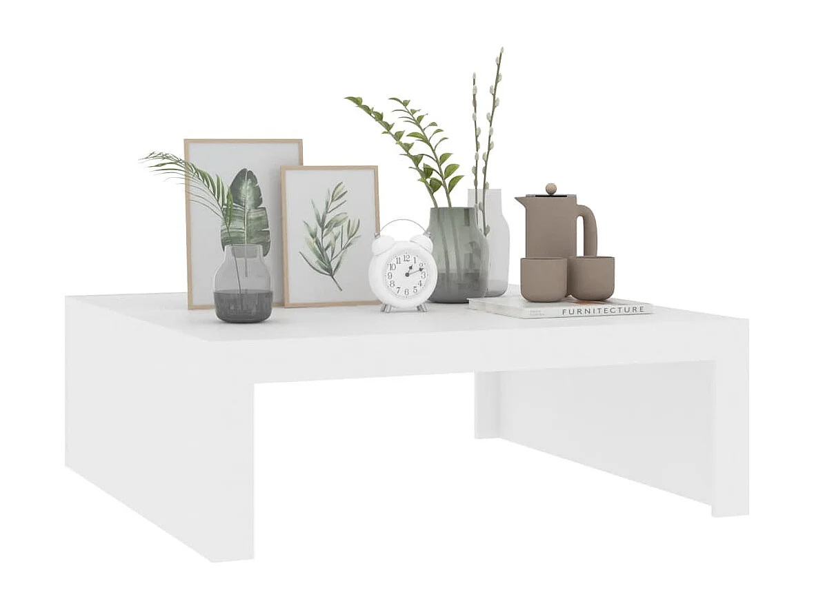 Table basse blanc 100x100x35 cm bois d'ingénierie FR48125