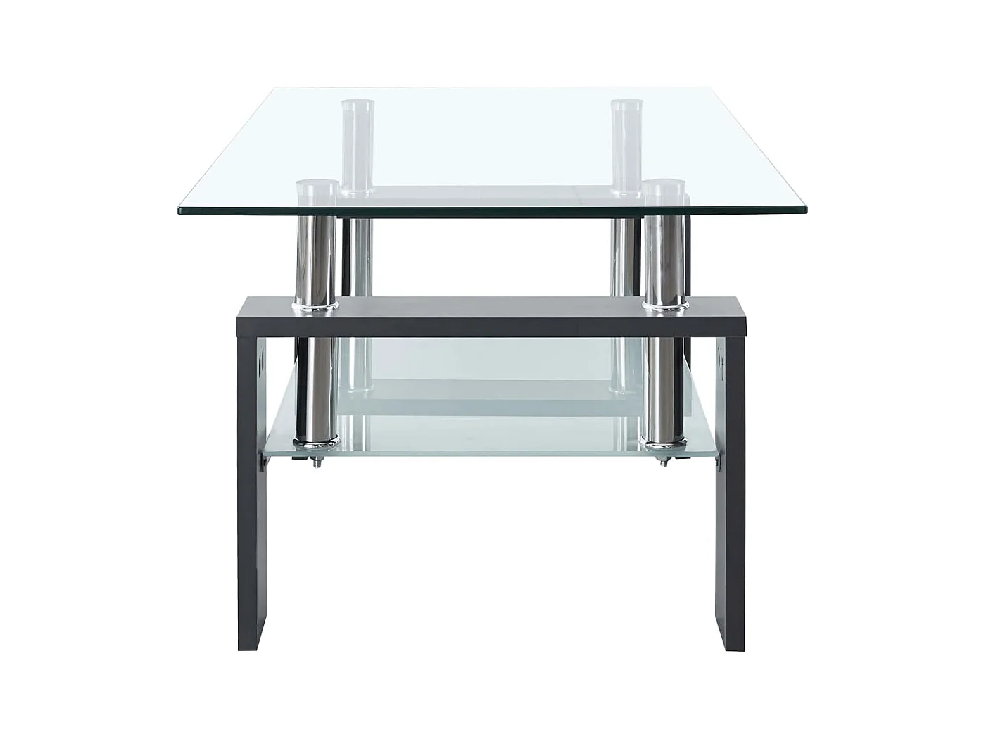 Salontafel 95x55x40 cm gehard glas transparant en grijs BE324781