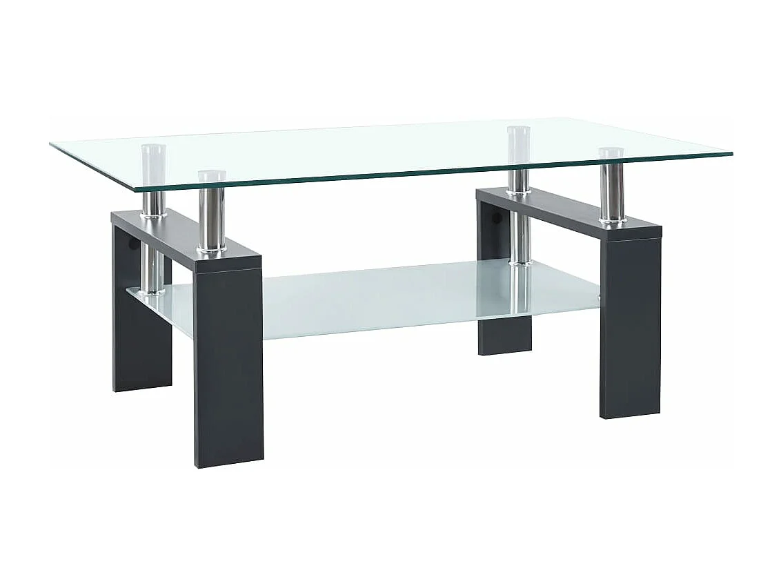 Salontafel 95x55x40 cm gehard glas transparant en grijs BE324781