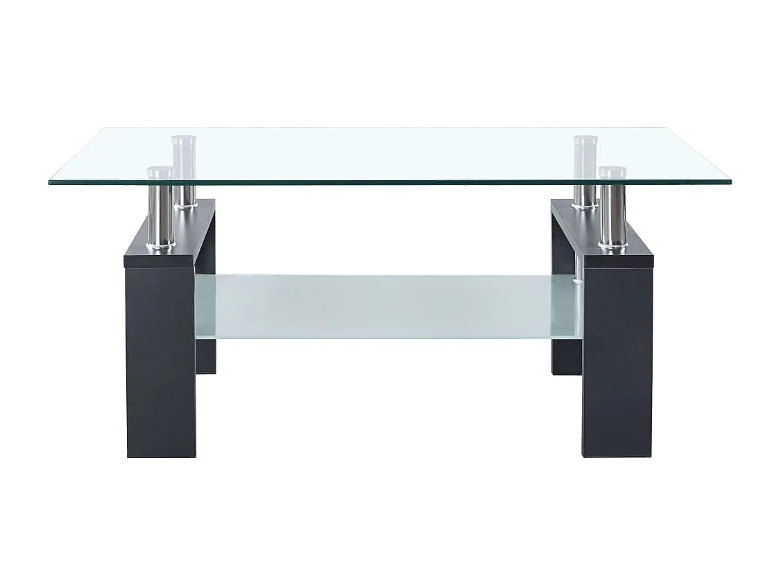 Salontafel 95x55x40 cm gehard glas transparant en grijs BE324781