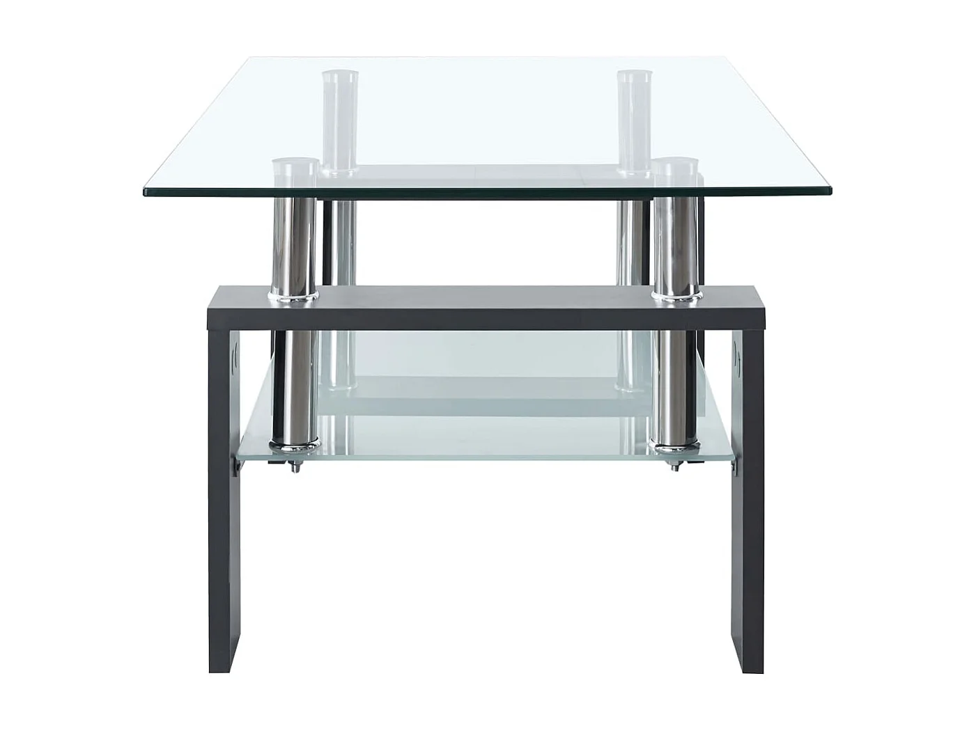 Salontafel 95x55x40 cm gehard glas transparant en grijs BE324781