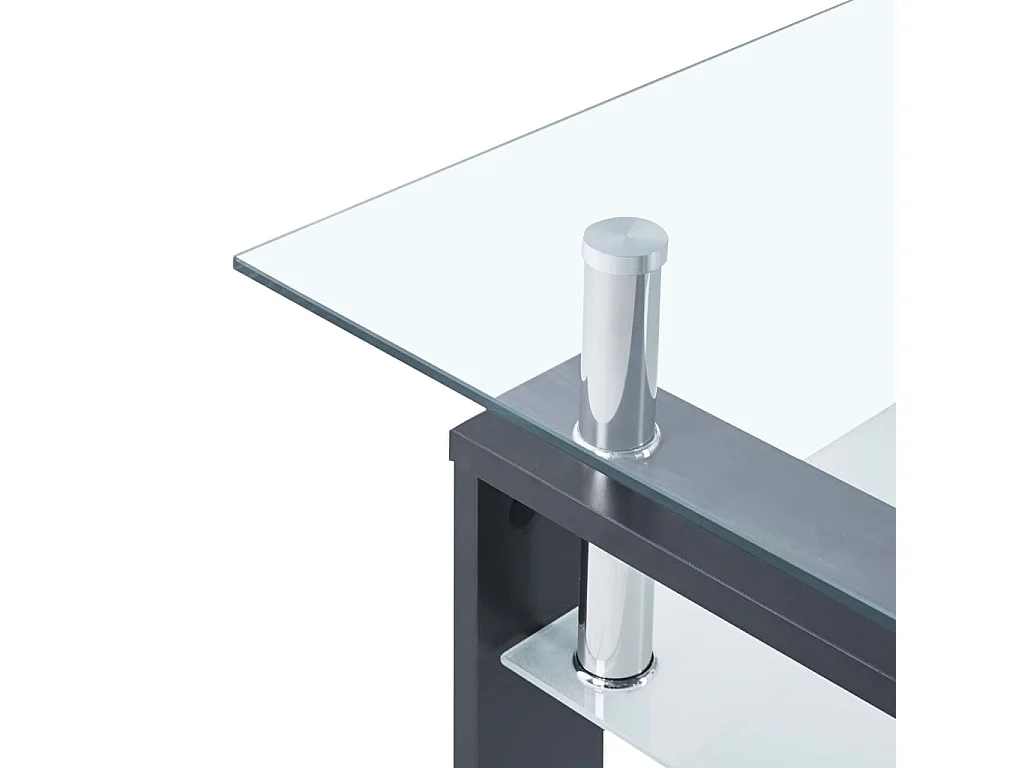 Salontafel 95x55x40 cm gehard glas transparant en grijs BE324781