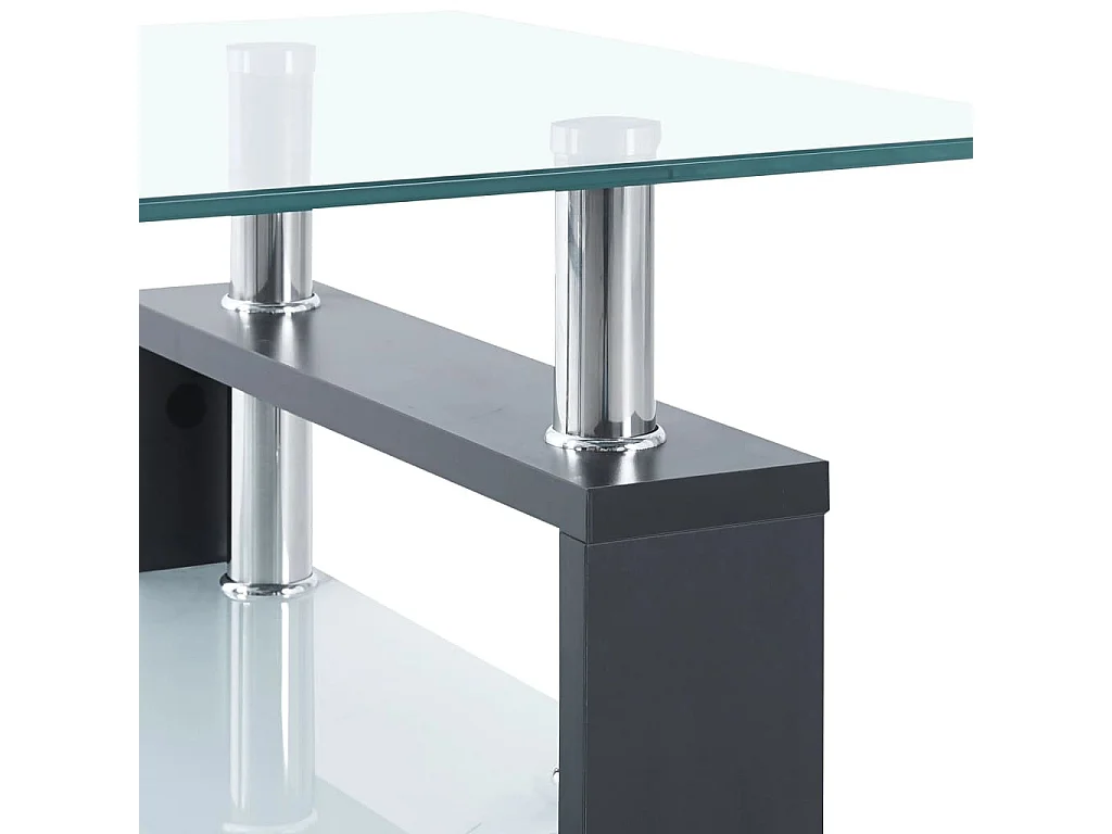 Salontafel 95x55x40 cm gehard glas transparant en grijs BE324781