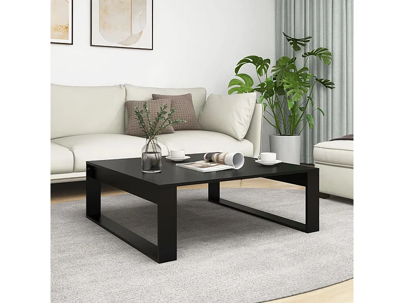 Mesa de centro madera contrachapada negro 100x100x35 cm ES364095