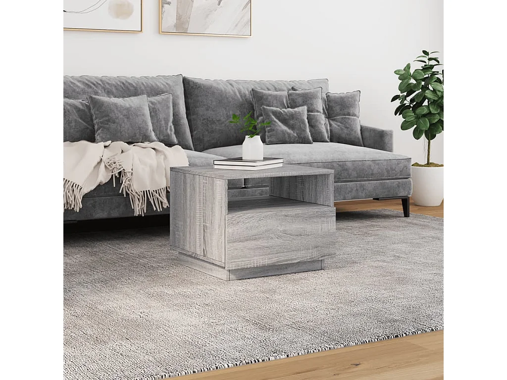 Mesa de centro com luzes LED 50x49x40 cm cinzento sonoma PT253847