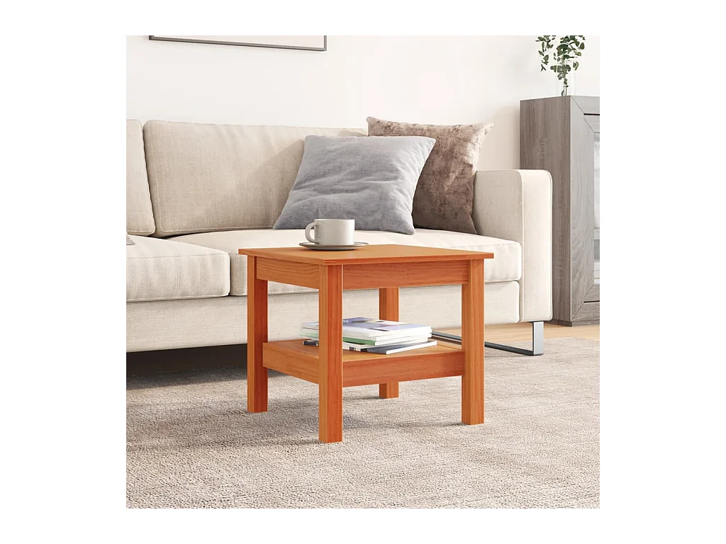 Table basse cire marron 45x45x40 cm bois massif de pin FR66832