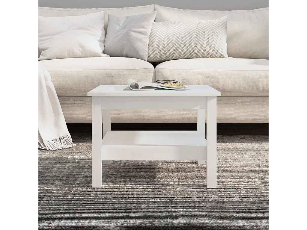 Table basse Blanc 55x55x40 cm Bois massif de pin FR99794