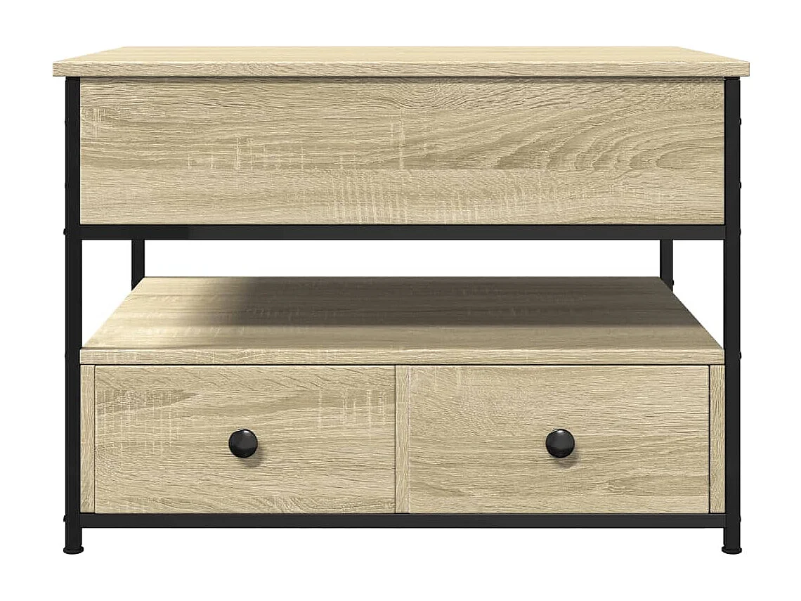 Table basse chêne sonoma 70x50x50 cm bois d'ingénierie et métal FR99612