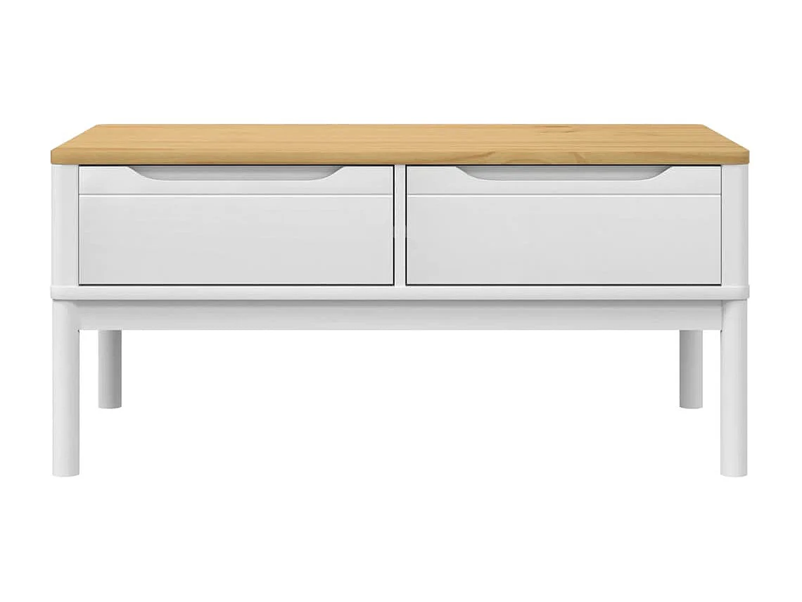 Table basse FLORO blanc 99x55,5x45 cm bois massif de pin FR46633