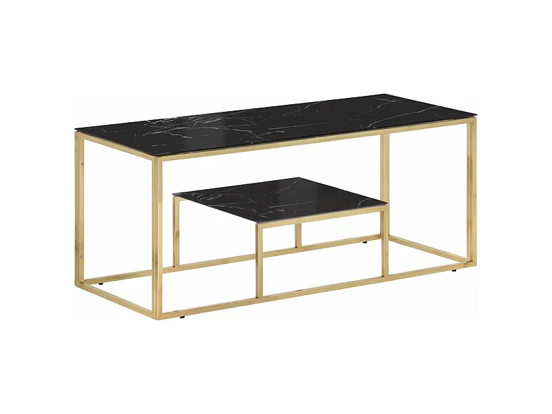 Salontafel roestvrijstaal en gehard glas goudkleurig BE239476