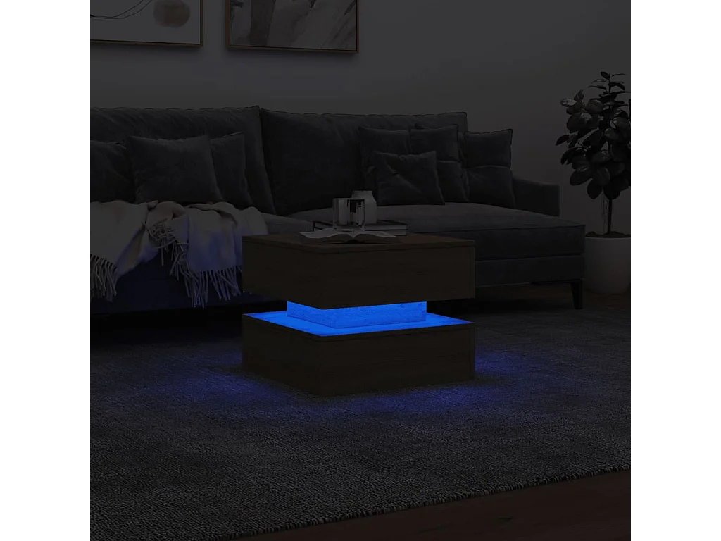 Table basse avec lumières LED chêne sonoma 50x50x40 cm FR45135