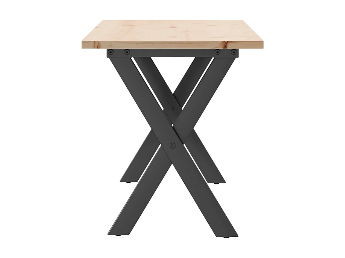 Mesa de centro marco X madera maciza pino y hierro 110x40x45 cm ES109366