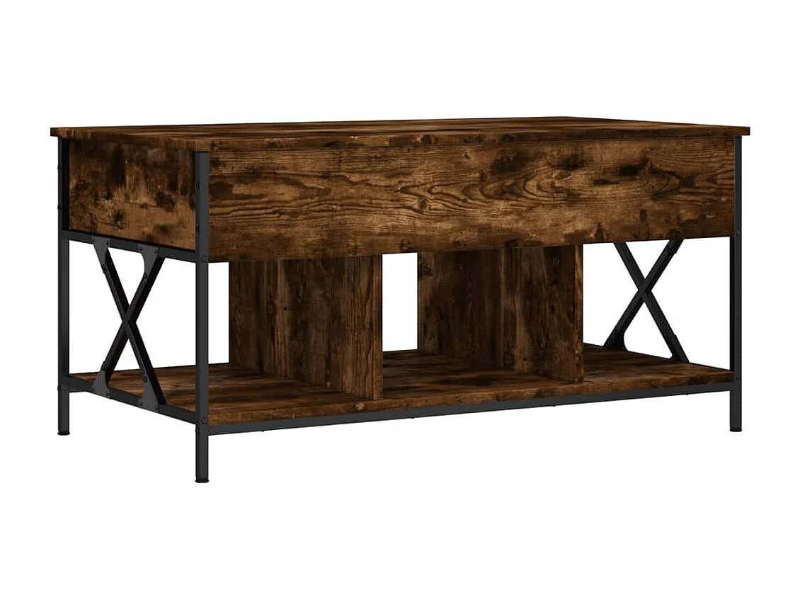 Table basse chêne fumé 100x55x50 cm bois d'ingénierie et métal FR18924