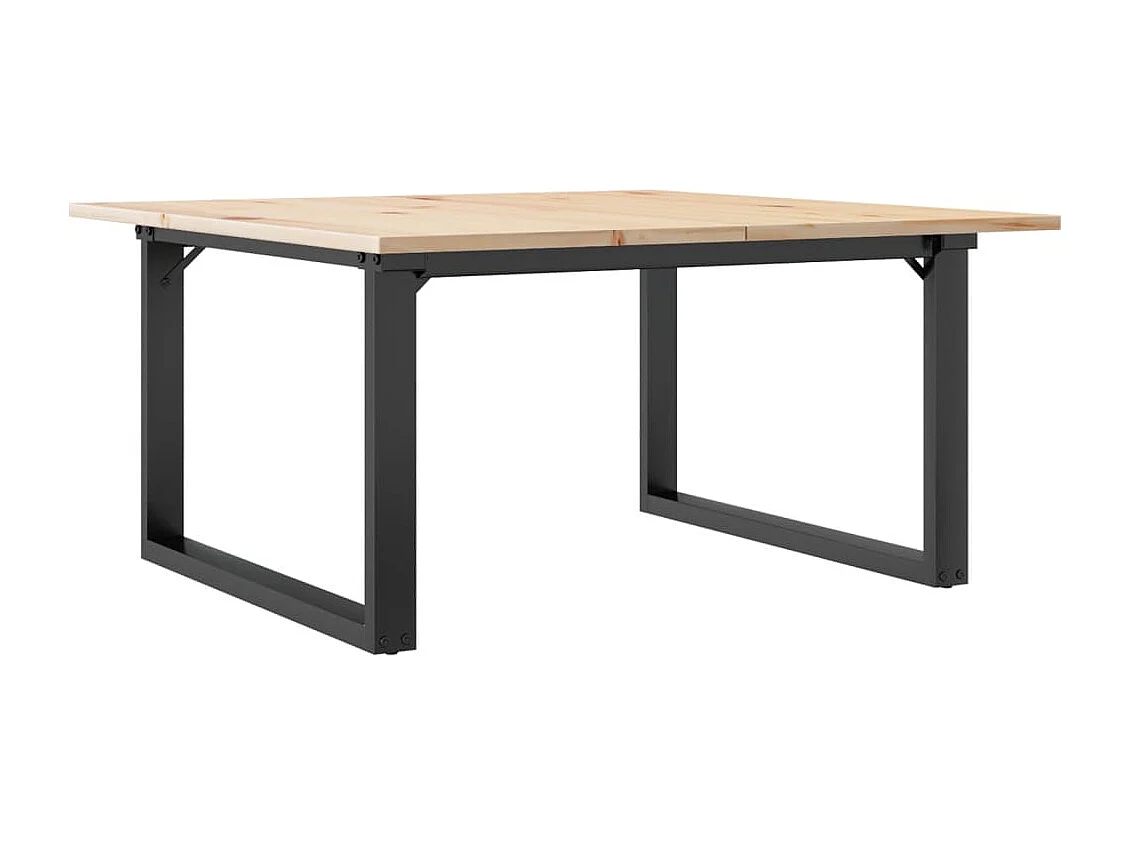 Table basse cadre en O 80x80x45 cm bois de pin massif et fonte FR32869