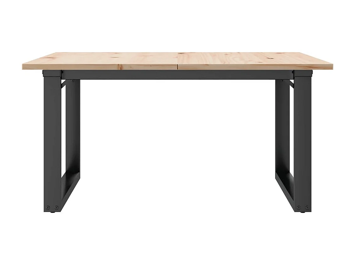 Table basse cadre en O 80x80x45 cm bois de pin massif et fonte FR32869