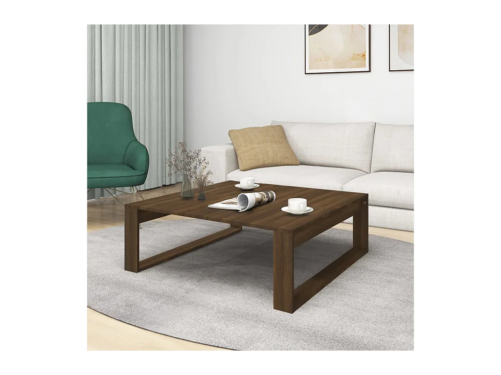 Mesa centro 100x100x35cm derivados de madeira carvalho castanho PT324865