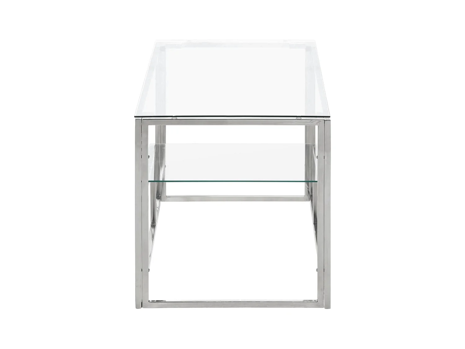 Table basse argenté acier inoxydable et verre trempé FR39465