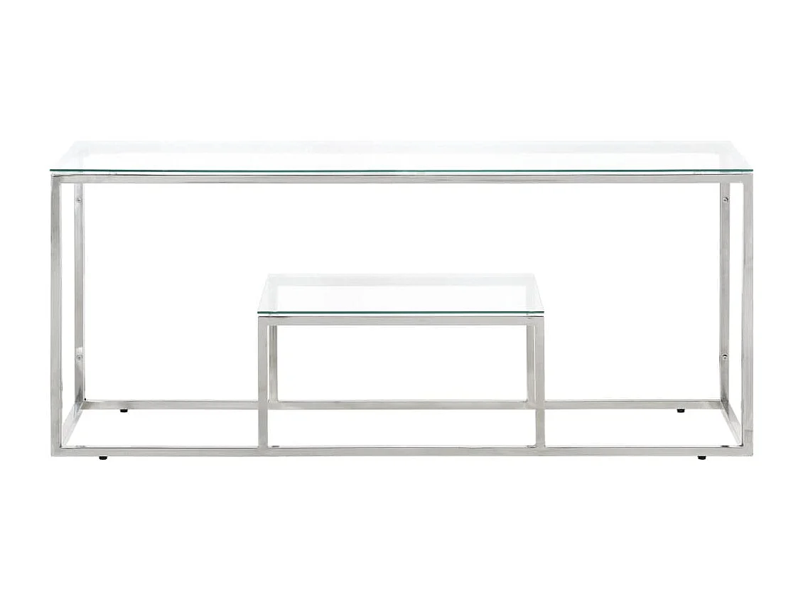 Salontafel roestvrijstaal en gehard glas zilverkleurig BE401863