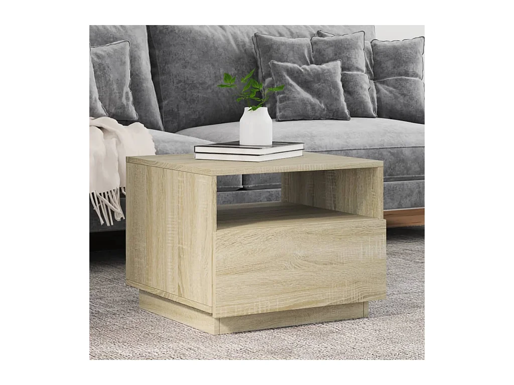 Table basse avec lumières LED chêne sonoma 50x49x40 cm FR23267