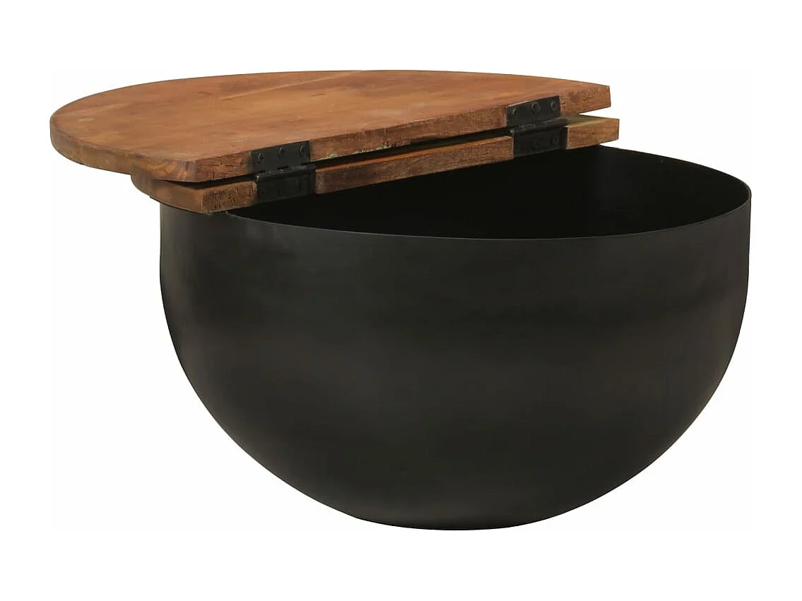 Mesa de centro 50x27 cm madeira recuperada maciça preto PT675187