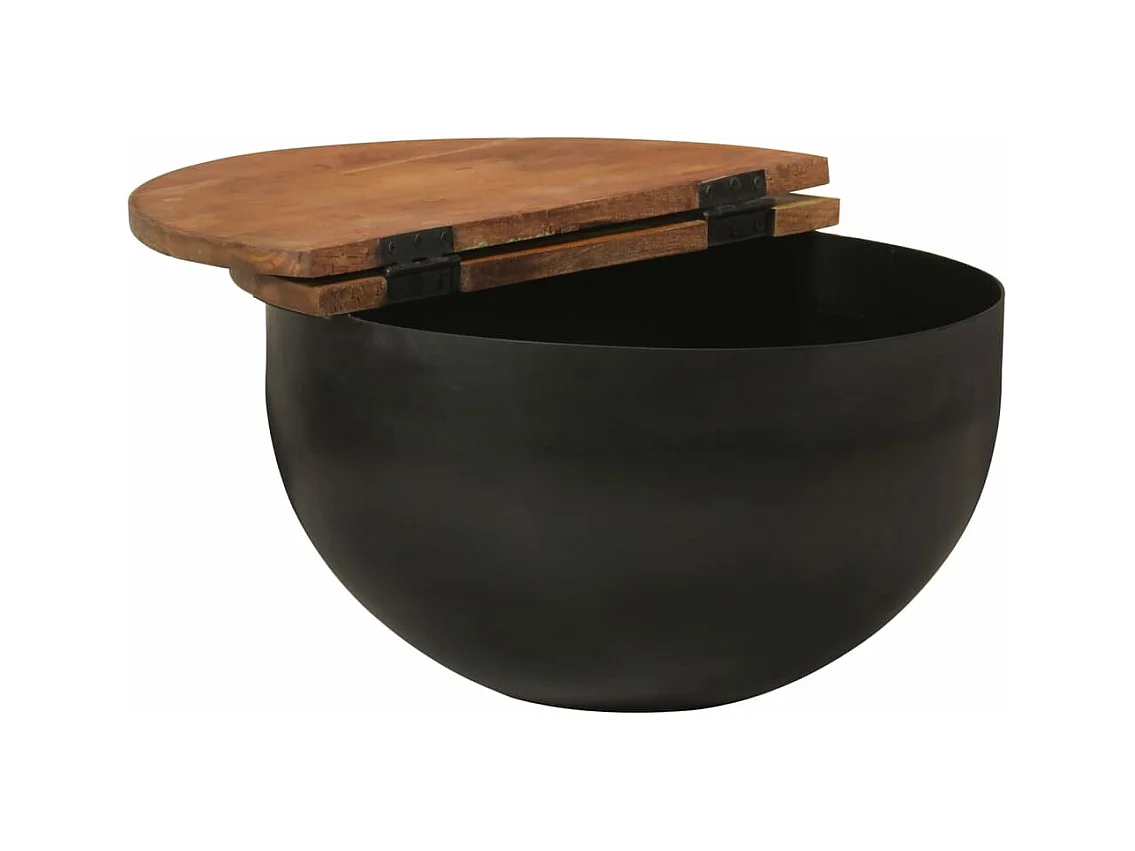 Table basse noir 50x27 cm bois de récupération massif FR85442