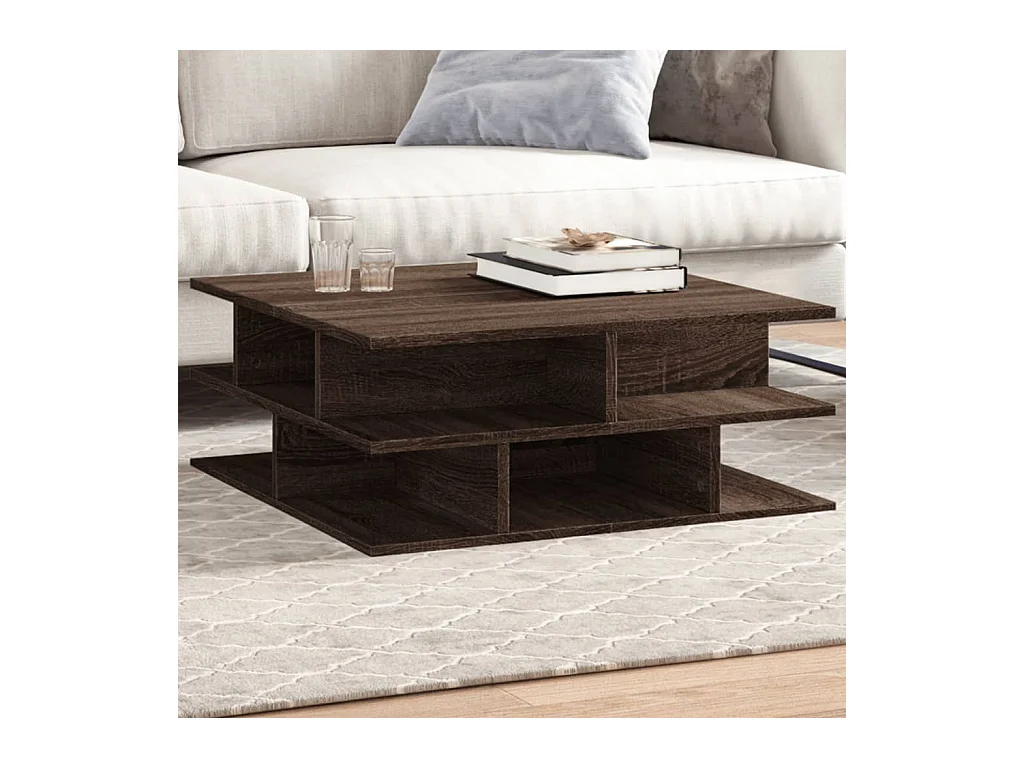 Table basse chêne marron 70x70x29 cm bois d'ingénierie FR48552