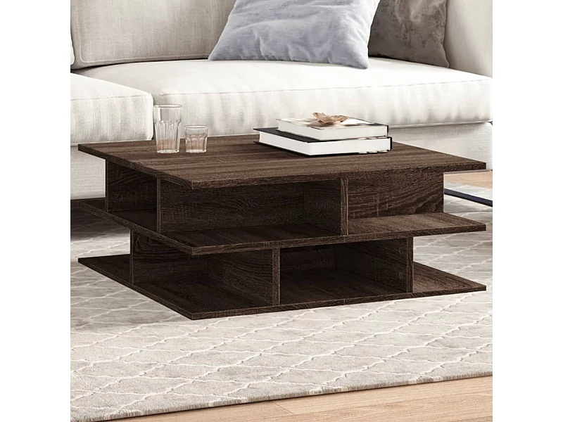 Table basse chêne marron 70x70x29 cm bois d'ingénierie FR48552