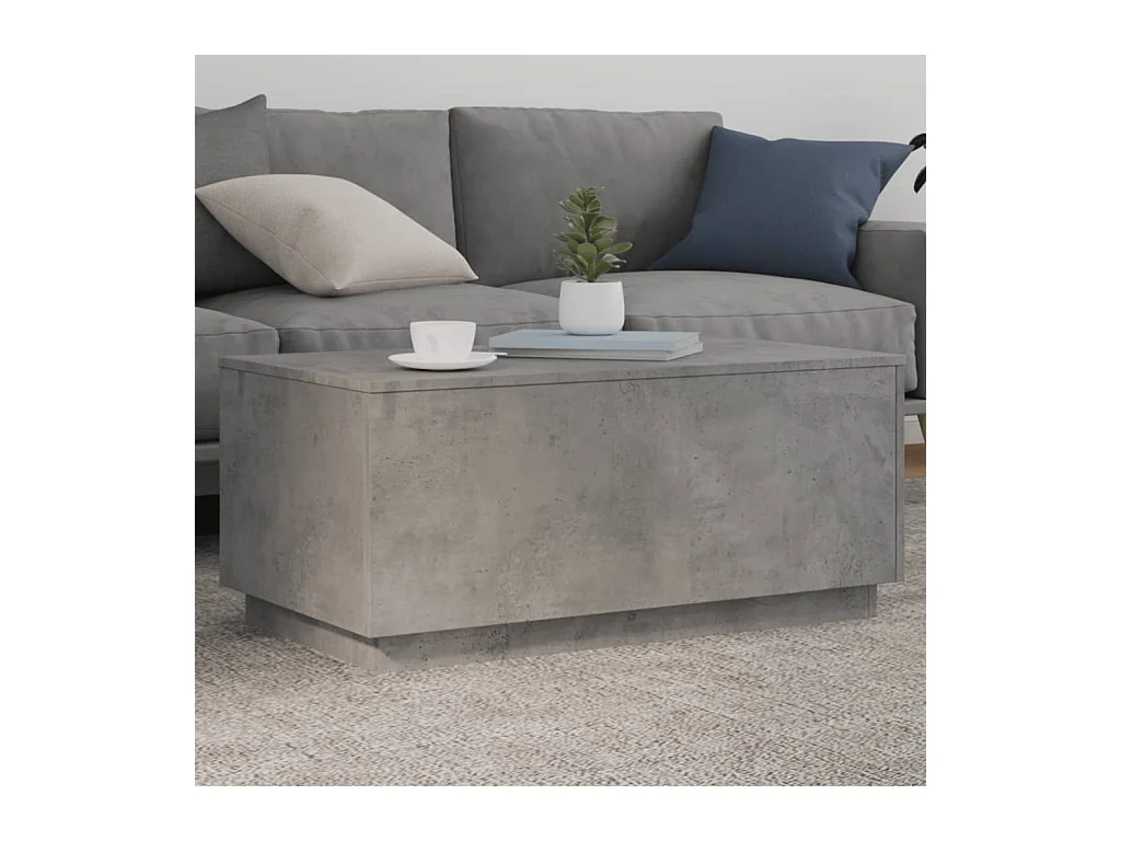 Table basse avec lumières LED gris béton 90x50x40 cm FR88366