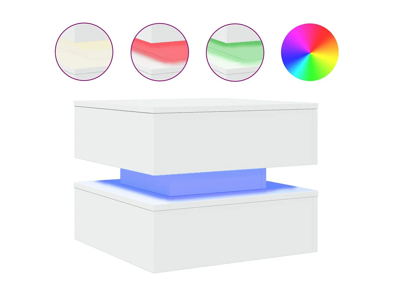 Mesa de centro com luzes LED 50x50x40 cm branco PT748366